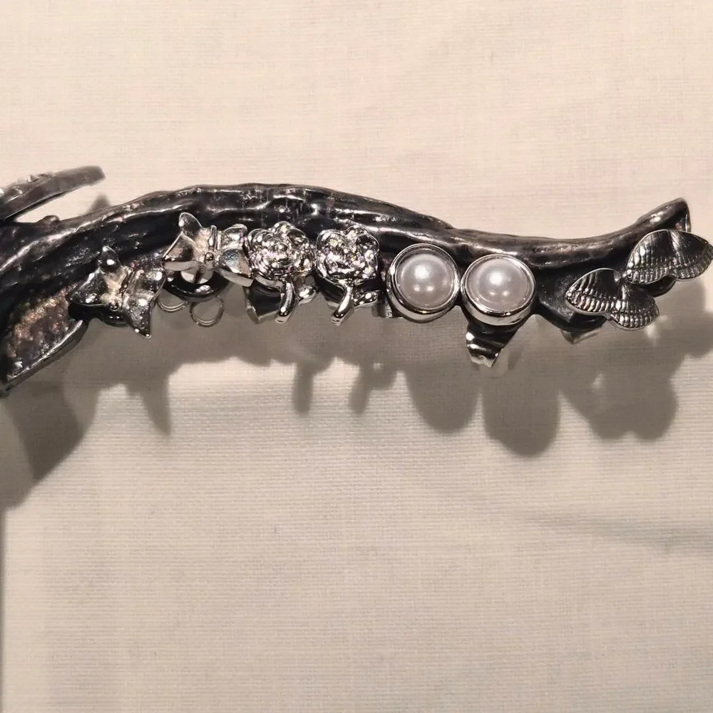 Vintage Sweet Romance‎ USA Pewter Bird Earring Holder Vanity Jewelry Stand Tree